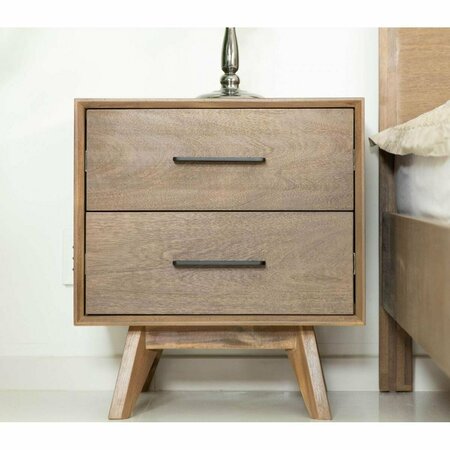HOMEROOTS Natural Light Mocha Contemporary Nightstand with Two Drawers 473036